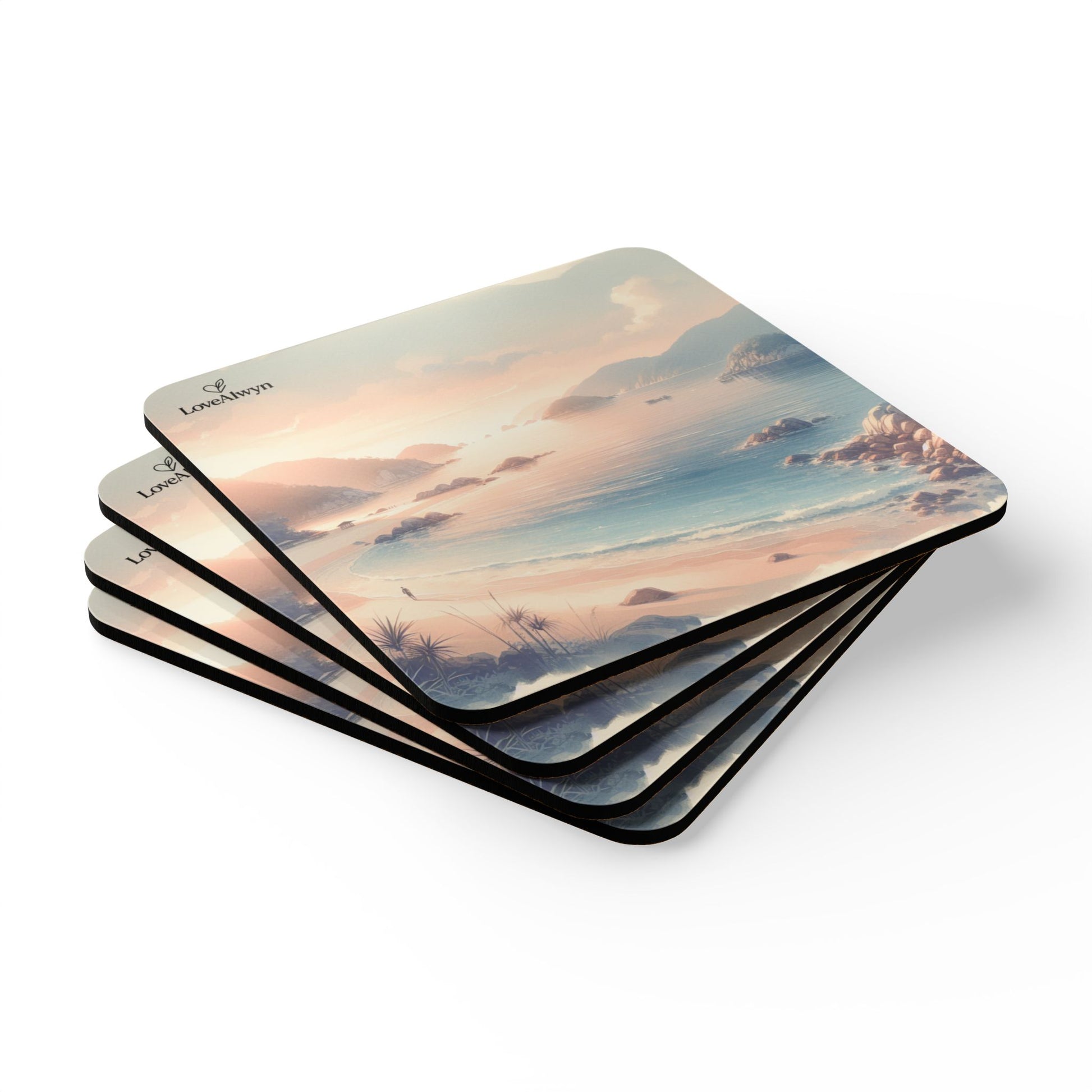 Serene Beach Corkwood Coaster Set