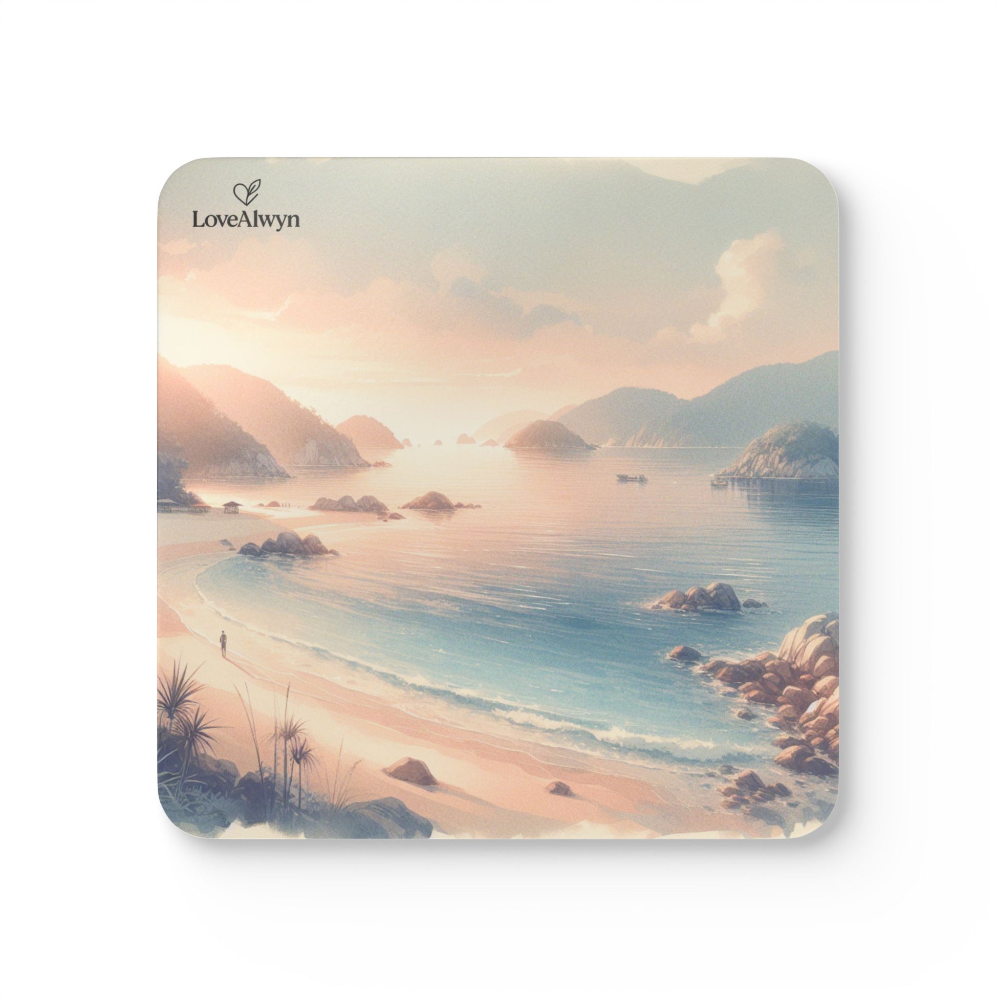 Serene Beach Corkwood Coaster Set