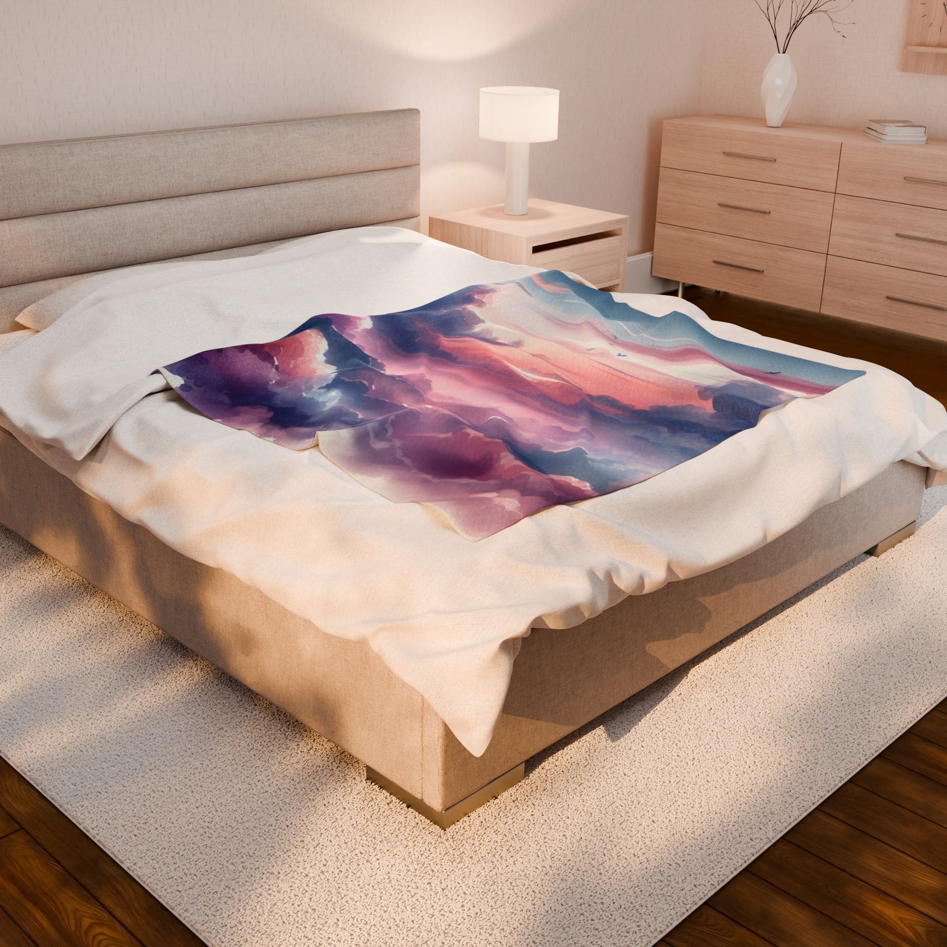 Serene Sky Velveteen Plush Blanket - Cozy Throw for Relaxation, Gift for All Occasions, Home Decor, Cloud Pattern, Perfect for Snoozing